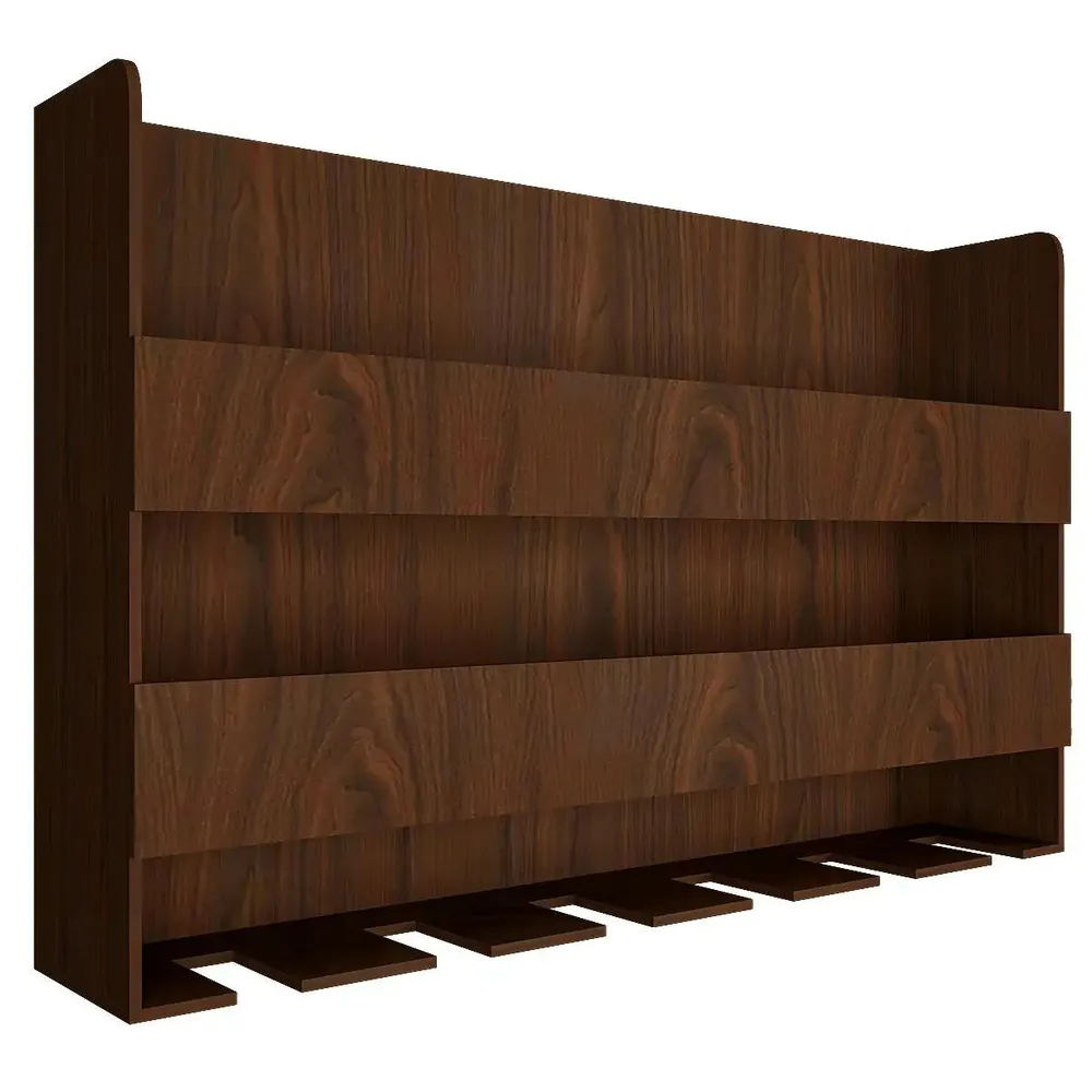 Sturdy Backlit Wooden Bar Wall Shelf / Mini Bar Cabinet (Walnut Finish)