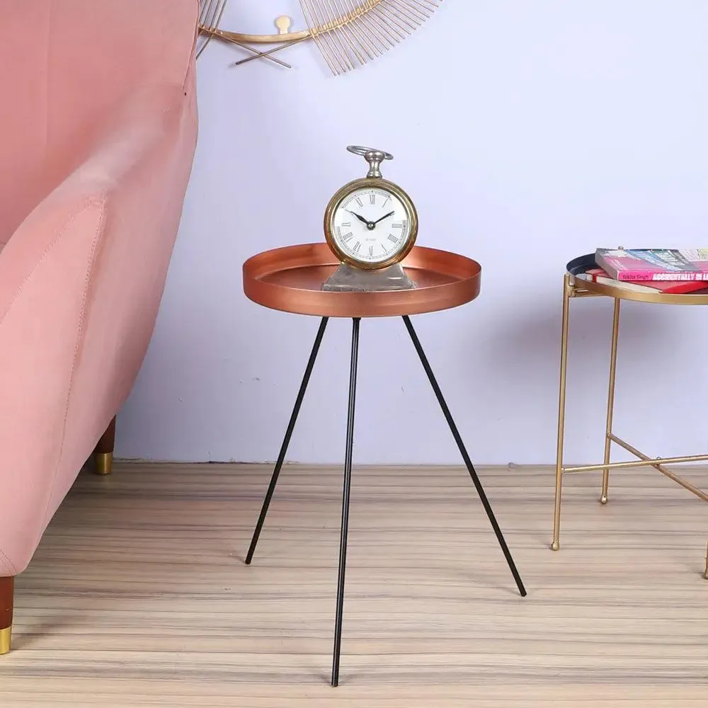 Sturdy Copper & Black Detachable Table Corner Table for Living Room