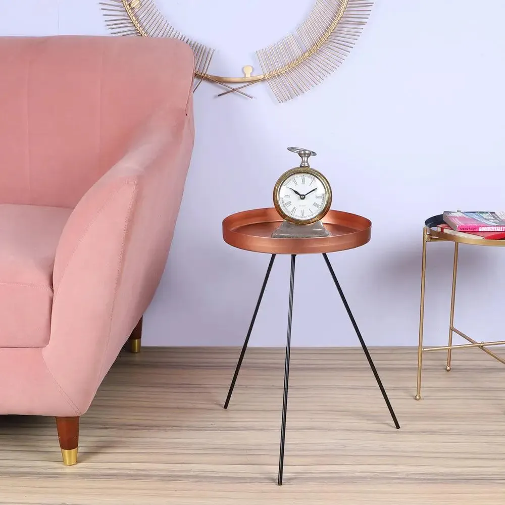 Sturdy Copper & Black Detachable Table Corner Table for Living Room