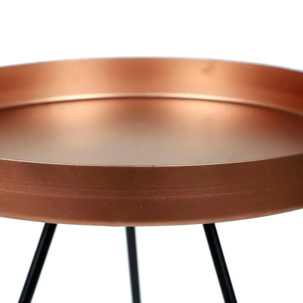 Sturdy Copper & Black Detachable Table Corner Table for Living Room