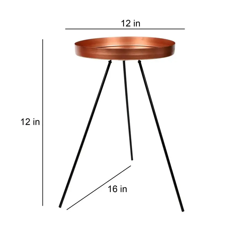 Sturdy Copper & Black Detachable Table Corner Table for Living Room