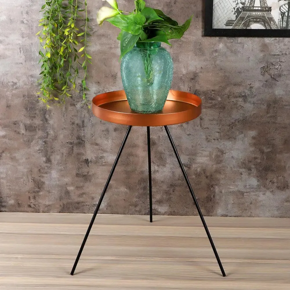 Sturdy Copper & Black Detachable Table Corner Table for Living Room
