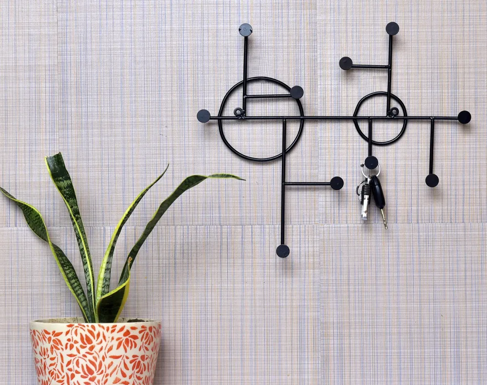 Stylish Black Metal Key Wall Hook Design