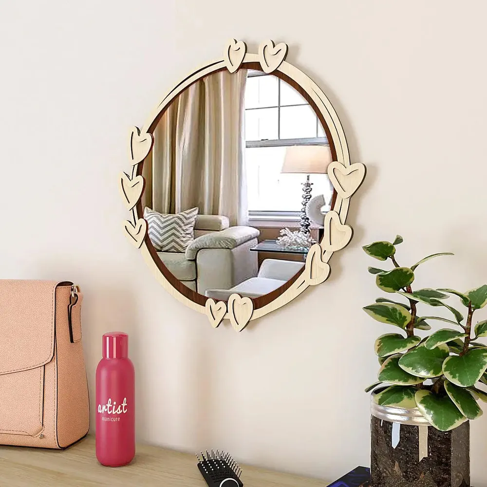 Stylish Decorative Mirror/ Wall Mirror with Heart Wooden Frame