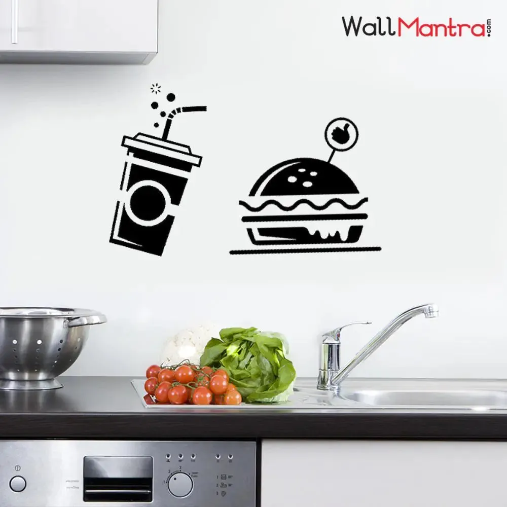 Stylish Look Fast Food Wall Decal Wall Sticker