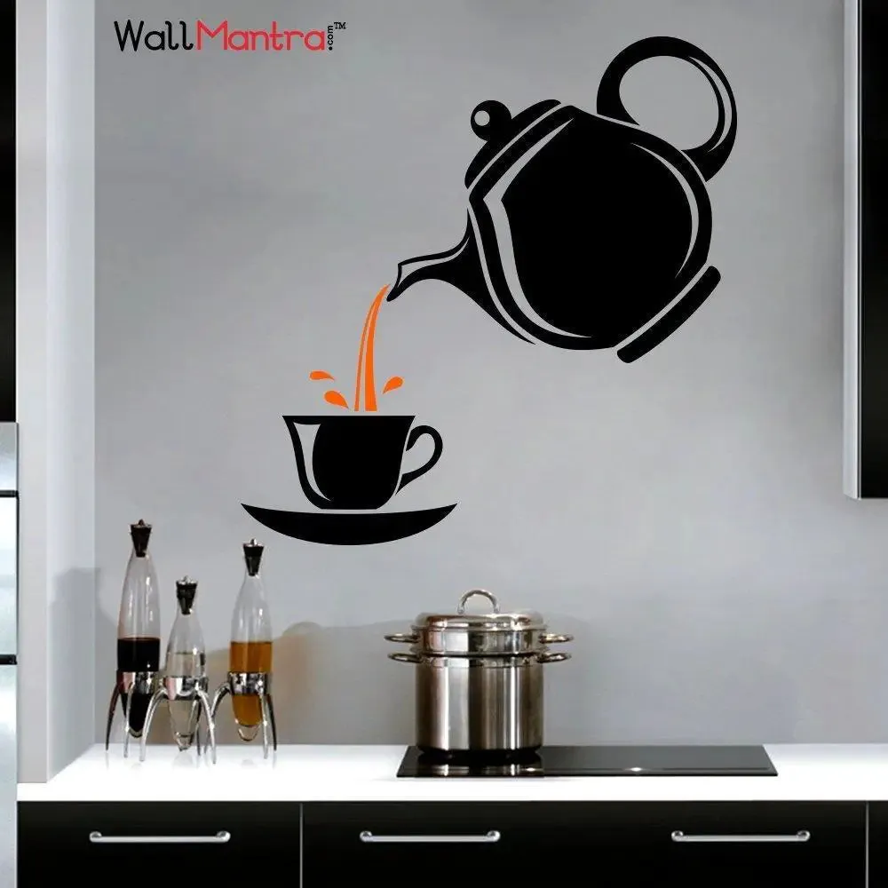 Stylish Tea Cup Wall Sticker For Kitchen