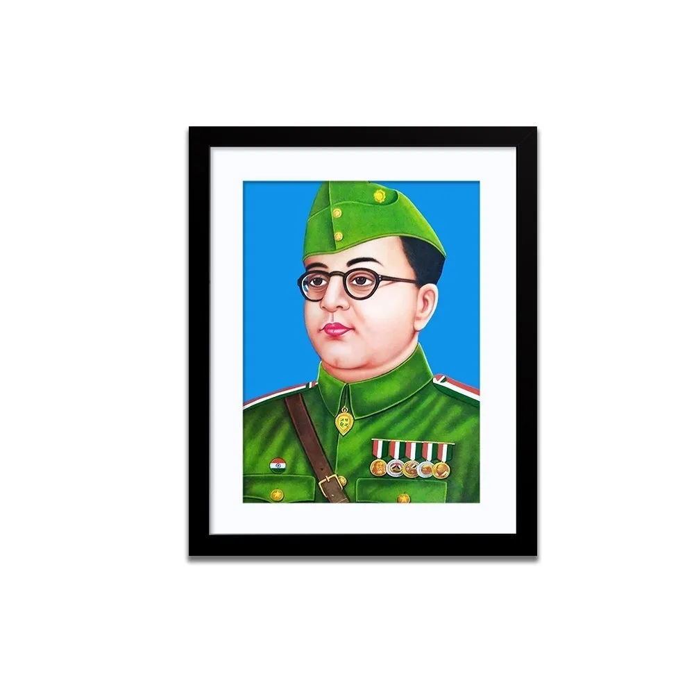 Subhash Chander Bose Framed Wall Painting (A4 Size 12X15)