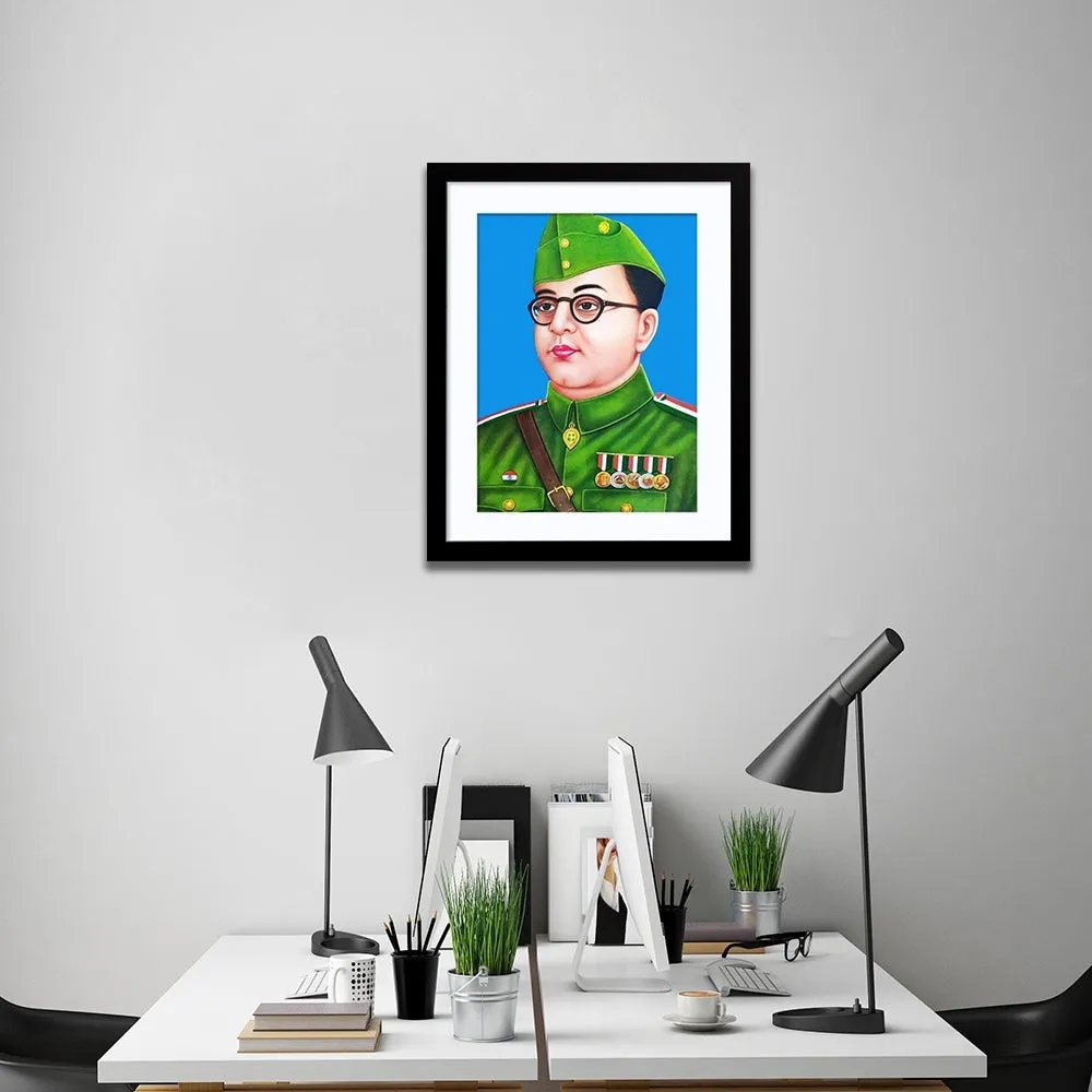 Subhash Chander Bose Framed Wall Painting (A4 Size 12X15)