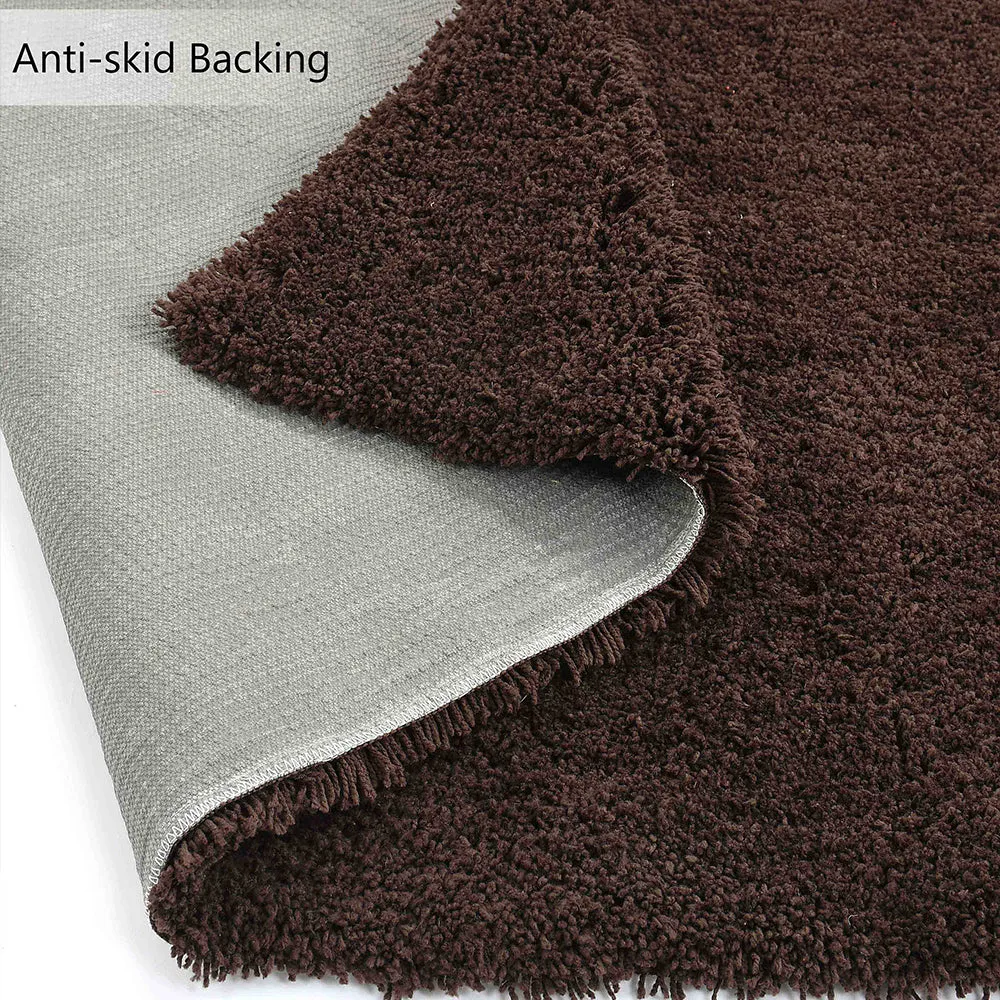 Subtle Brown Solid Soft Feel Anti-Skid 100% Cotton Carpet 2X5