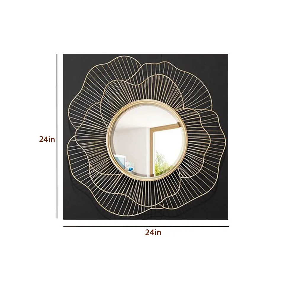 Subtle Flower Designer Metal Wall Mirror