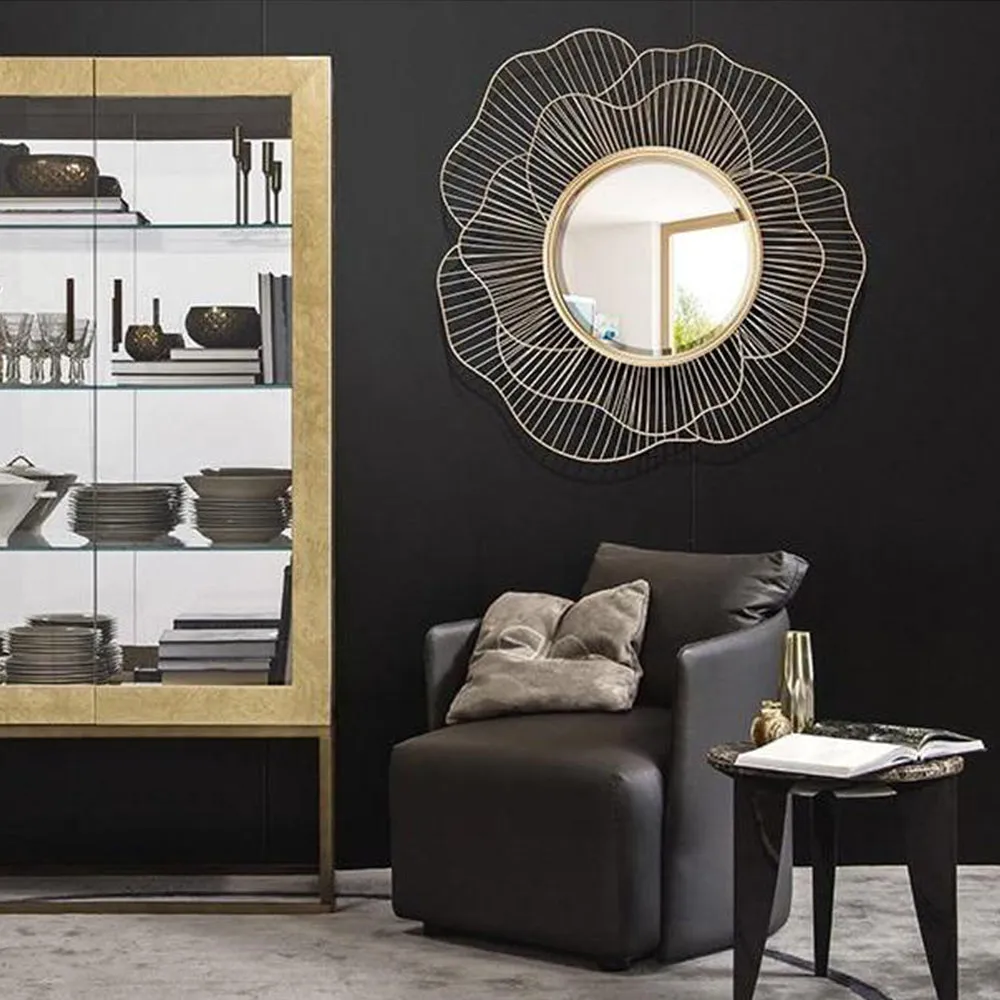 Subtle Flower Designer Metal Wall Mirror