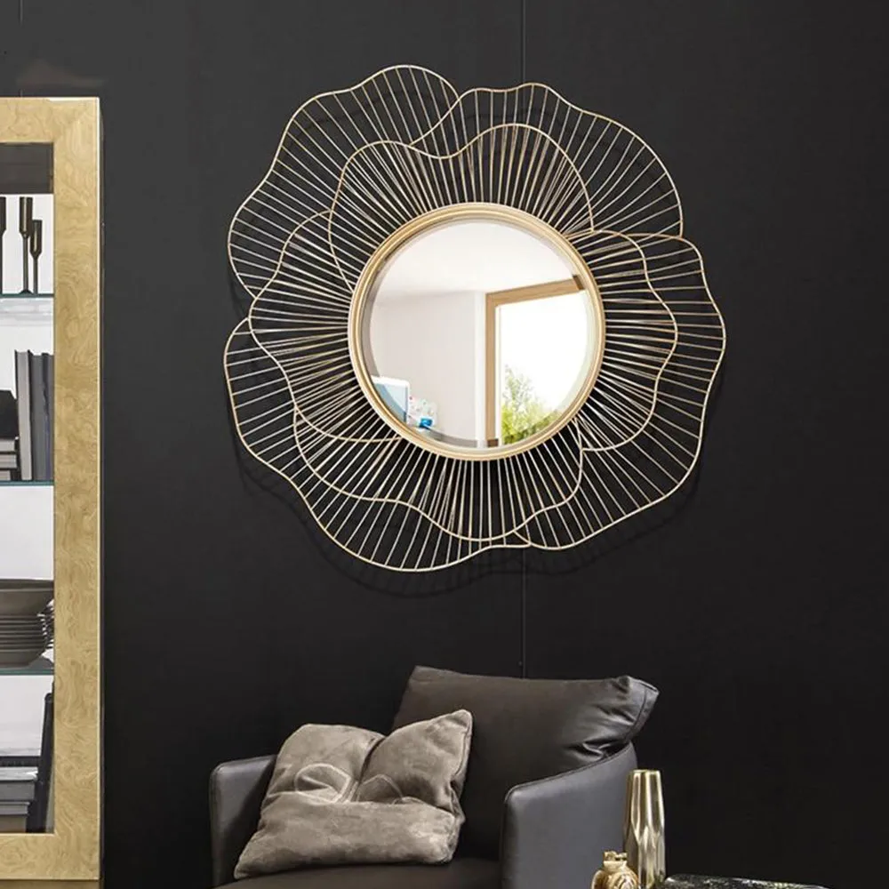 Subtle Flower Designer Metal Wall Mirror