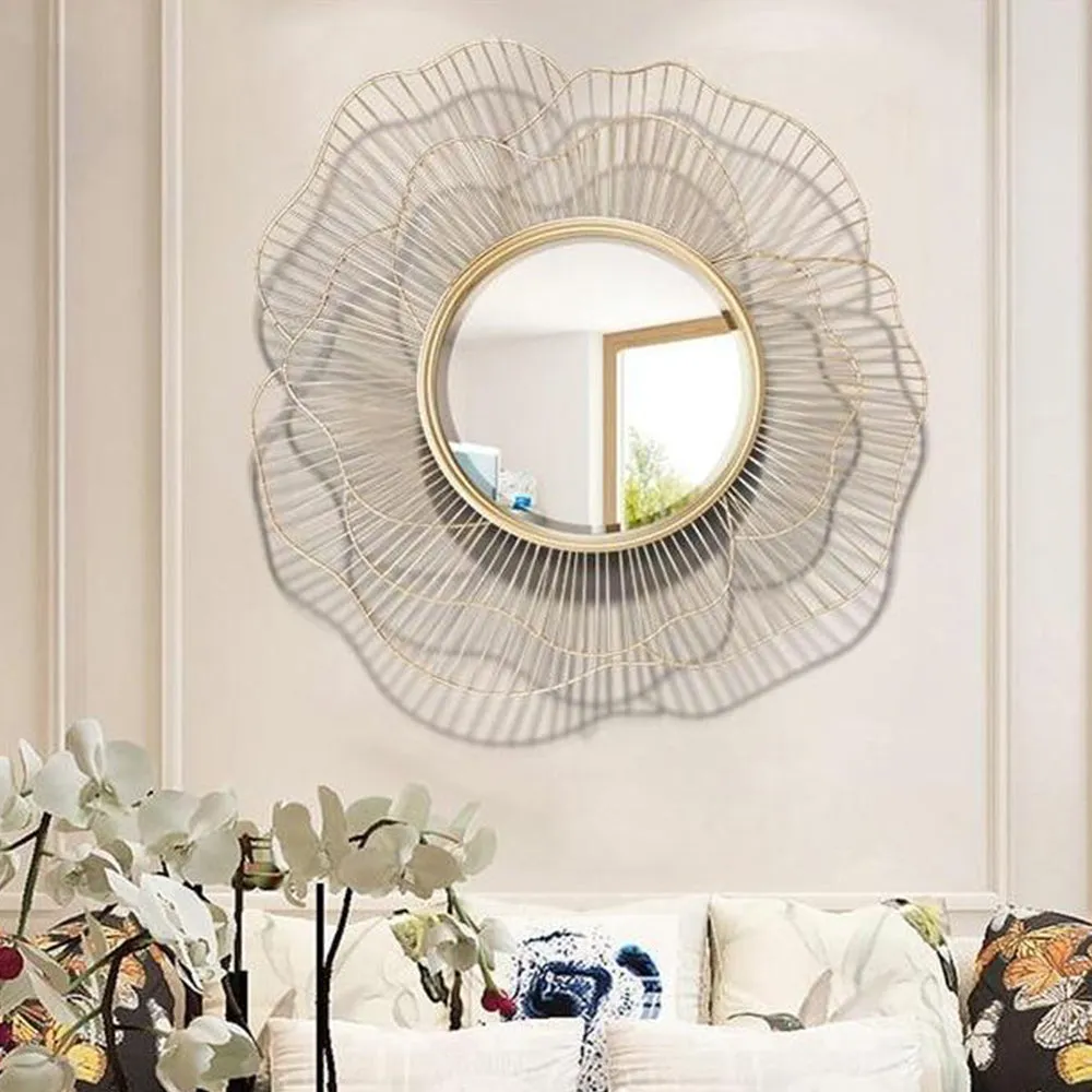Subtle Flower Designer Metal Wall Mirror