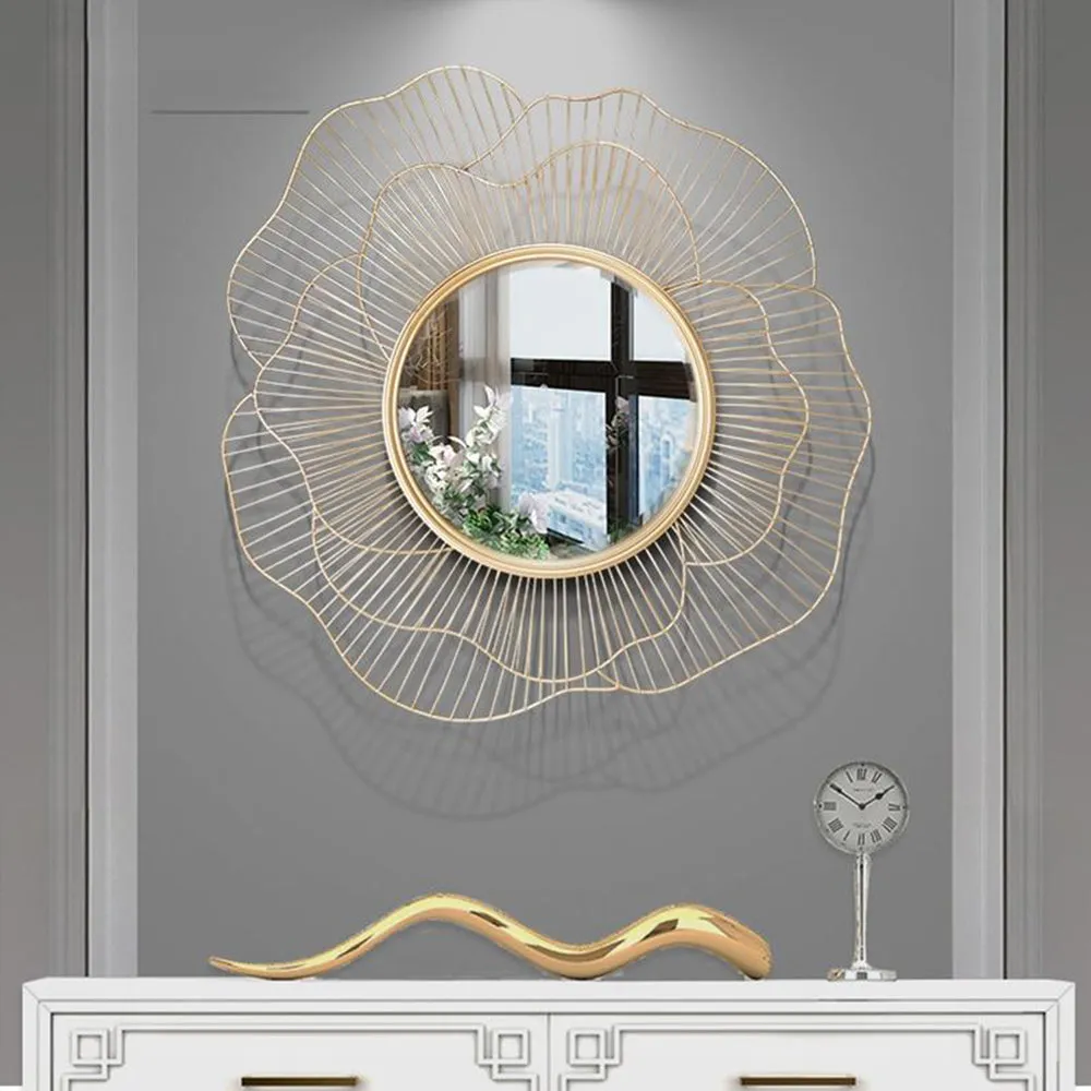 Subtle Flower Designer Metal Wall Mirror