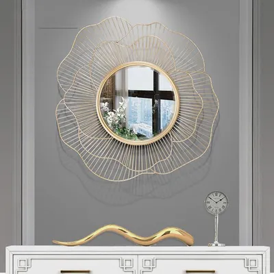 Subtle Flower Designer Metal Wall Mirror