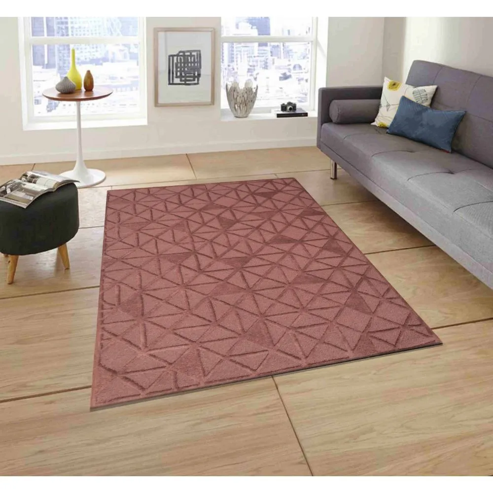 Subtle Geometeric Pattern Creamy Brown Tufted Area Carpet 3X5ft