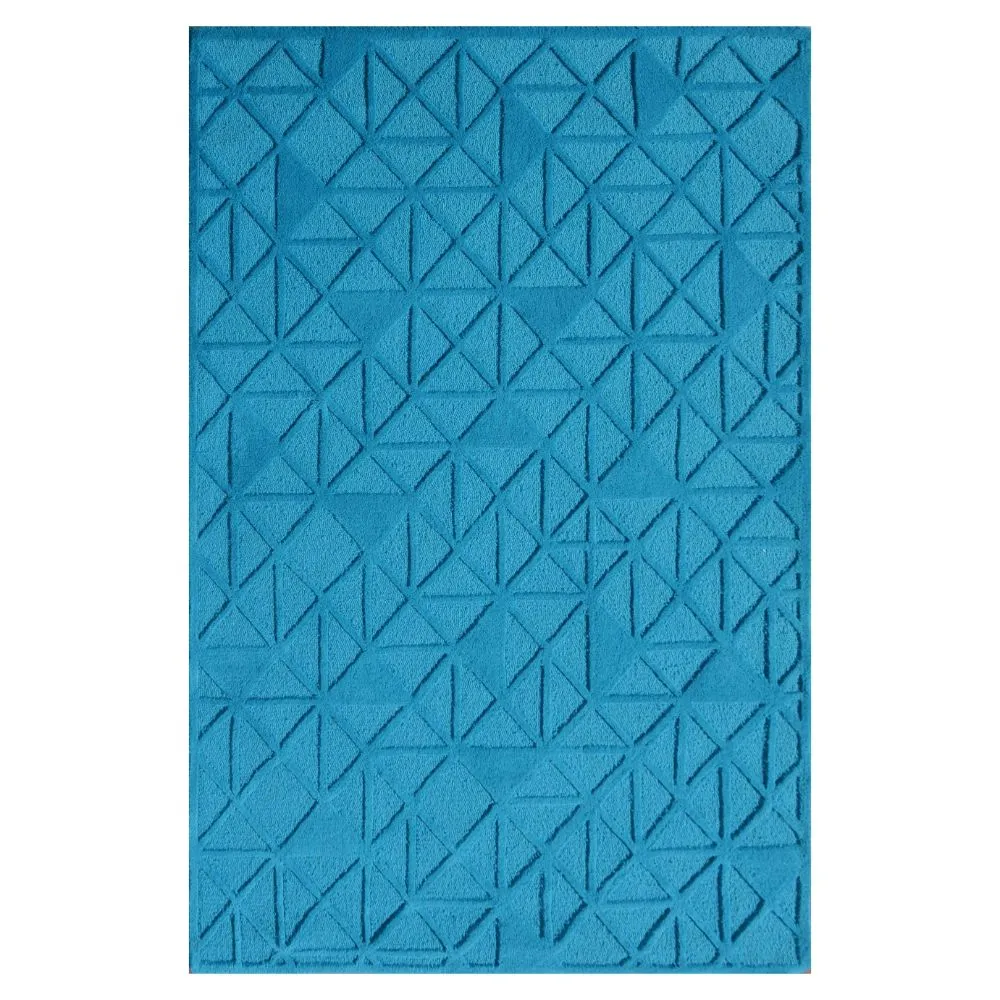 Subtle Geometric Pattern Blue Tufted Area Carpet 3X5ft