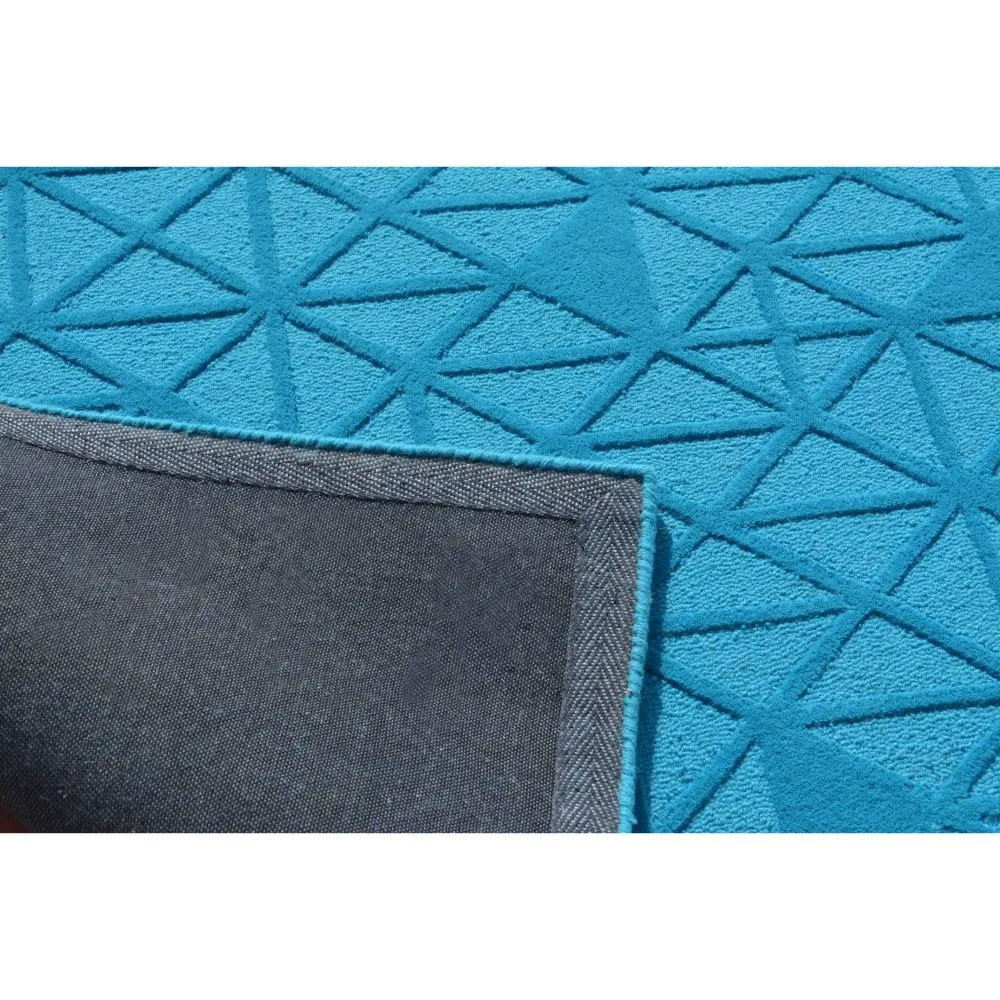 Subtle Geometric Pattern Blue Tufted Area Carpet 3X5ft