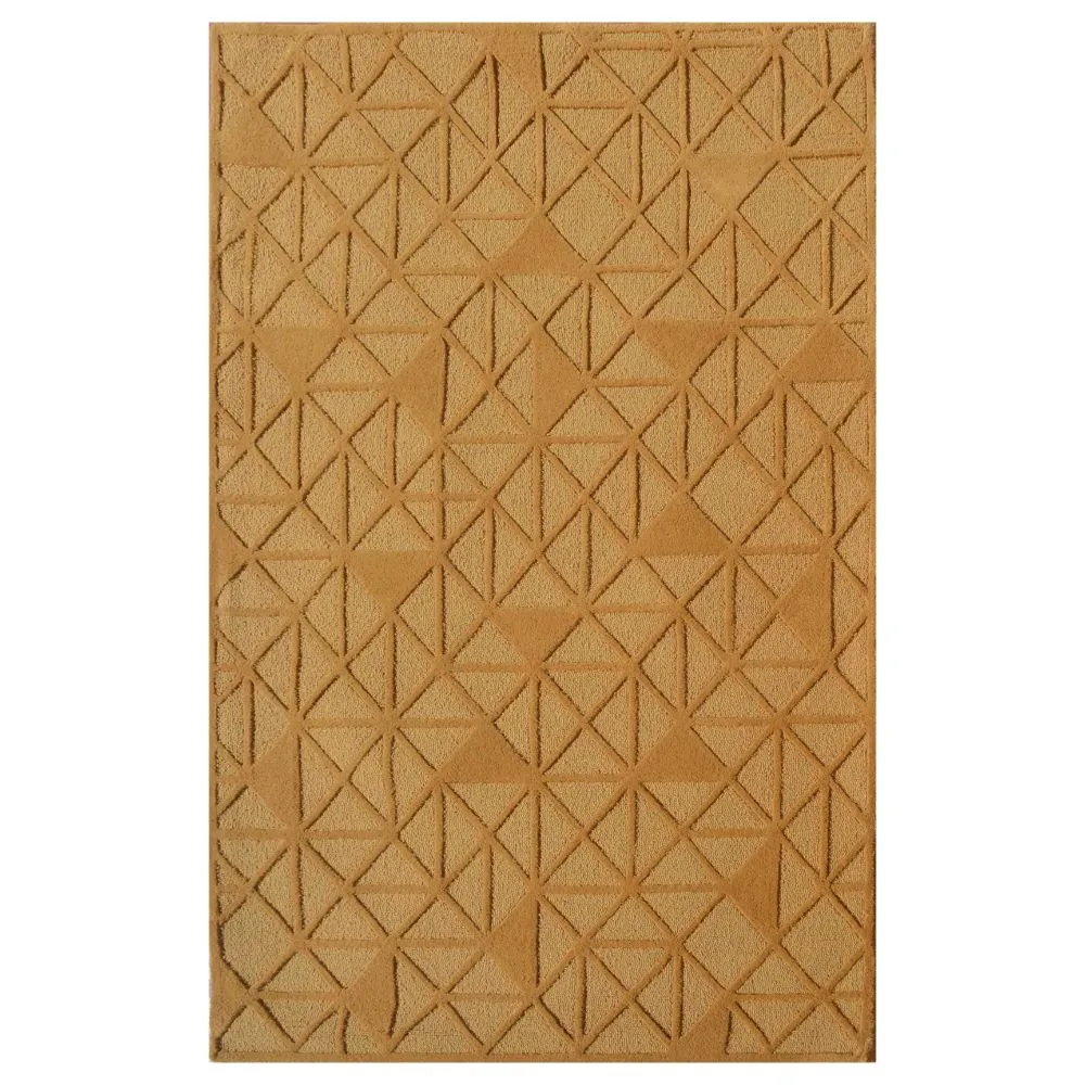 Subtle Geometric Pattern Golden Tufted Area Carpet 3X5ft