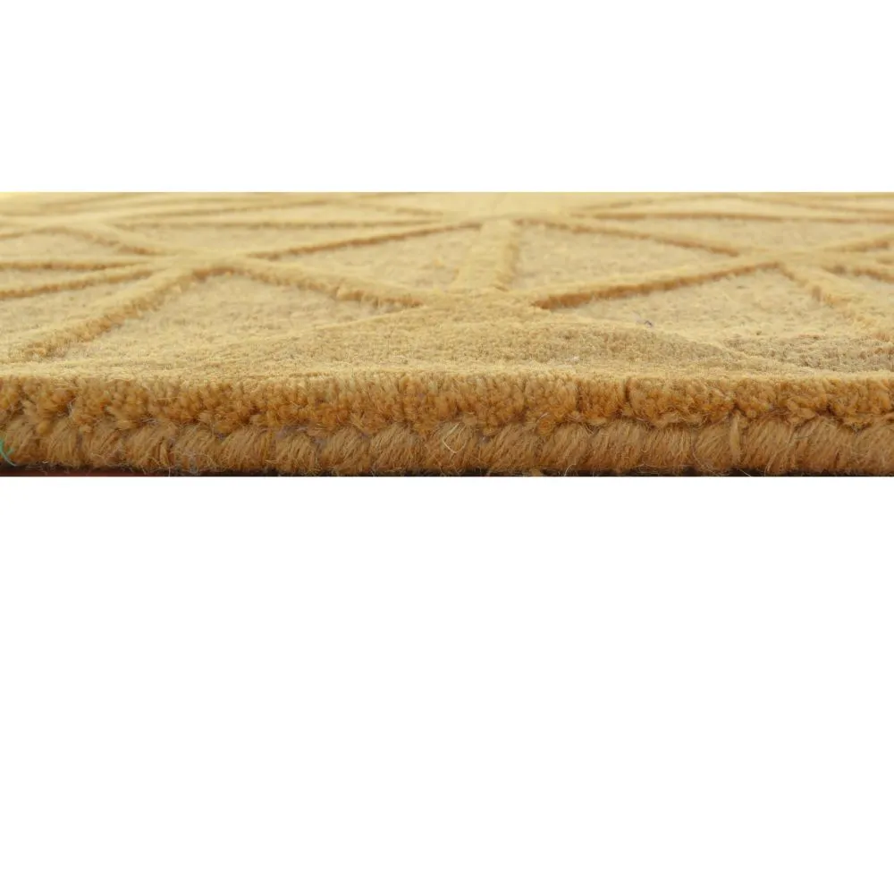 Subtle Geometric Pattern Golden Tufted Area Carpet 3X5ft