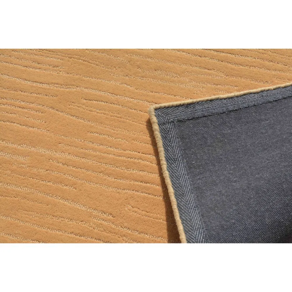 Subtle Lined Designer Golden Tufted Area Carpet 2X5ft