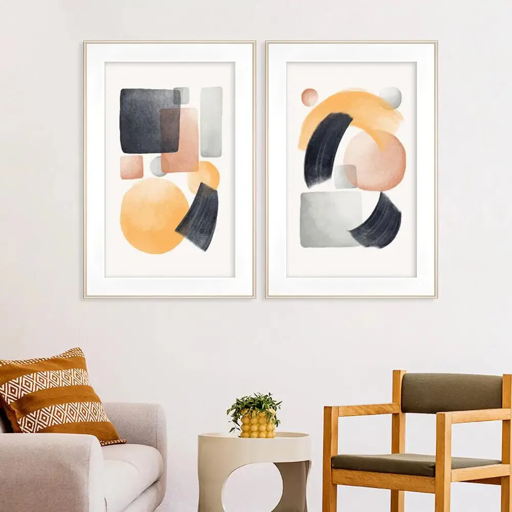 Subtle Modern Abstract Art Big Frame Set of 2
