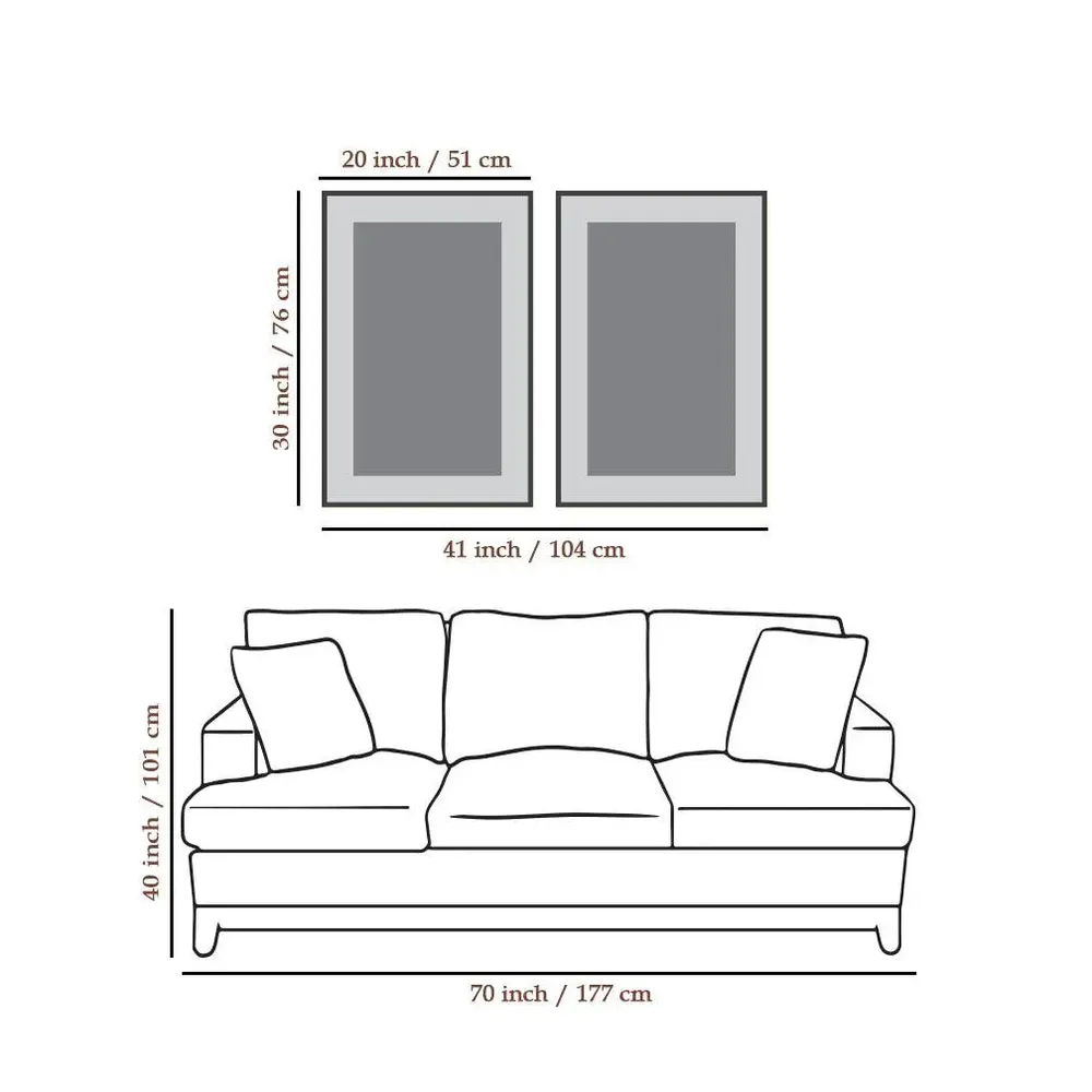 Subtle Modern Abstract Art Big Frame Set of 2