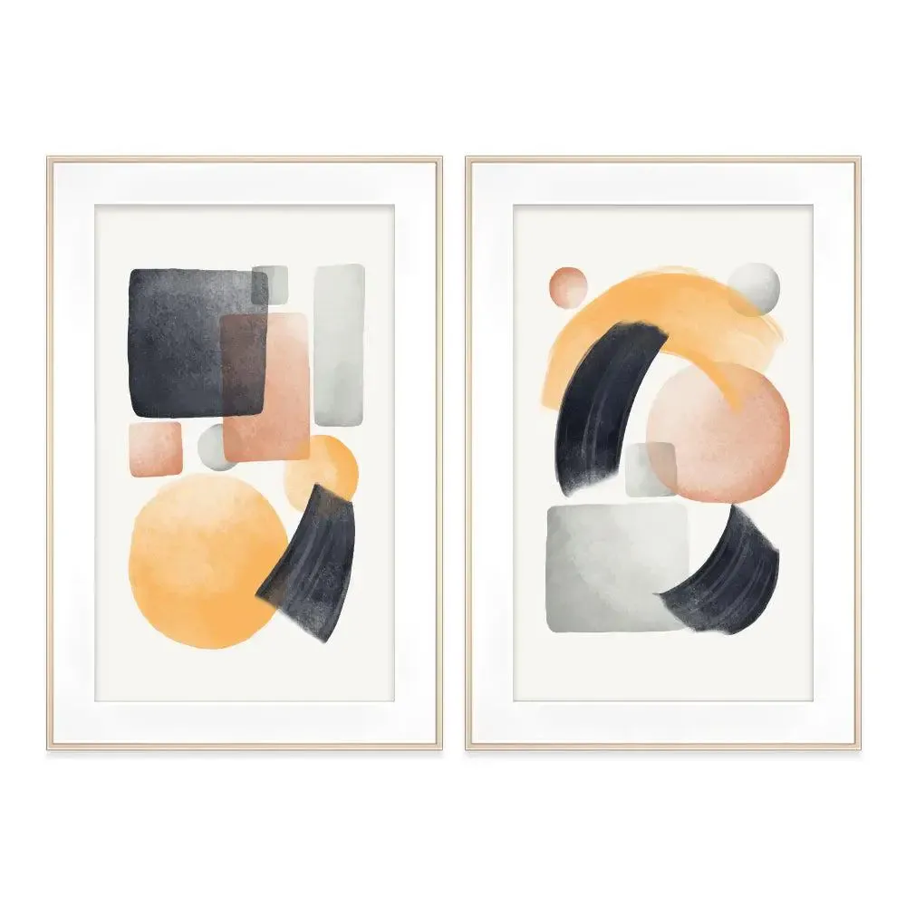 Subtle Modern Abstract Art Big Frame Set of 2