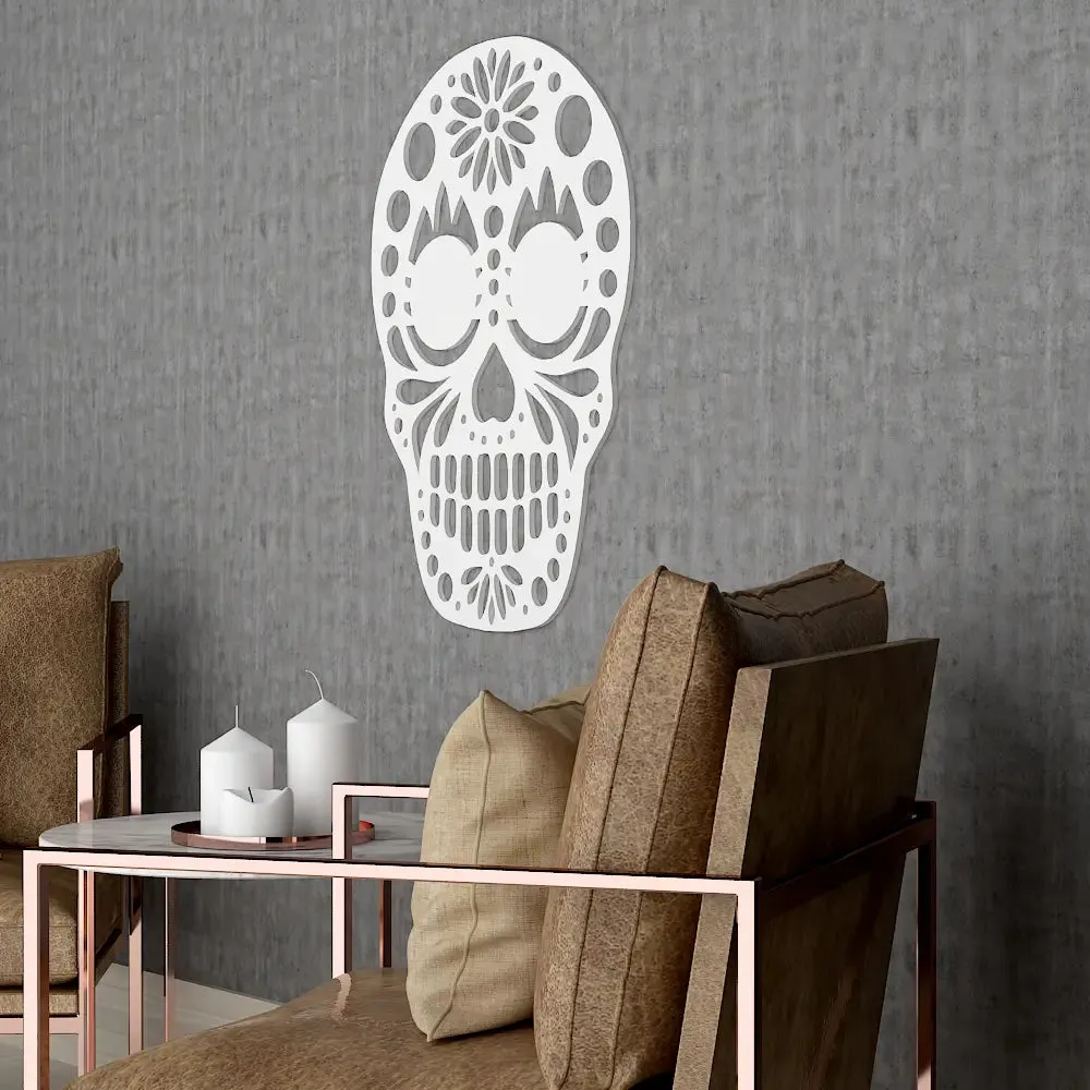 Sugar Skull Design Wooden Wall Hanging, Living Room Wooden Wall Decoration Medium(18 inch X 13 inch)