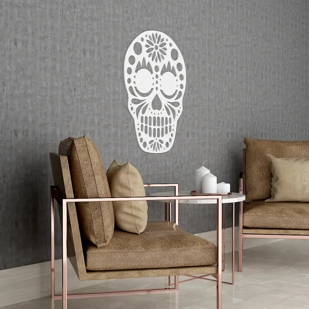 Sugar Skull Design Wooden Wall Hanging, Living Room Wooden Wall Decoration Medium(18 inch X 13 inch)