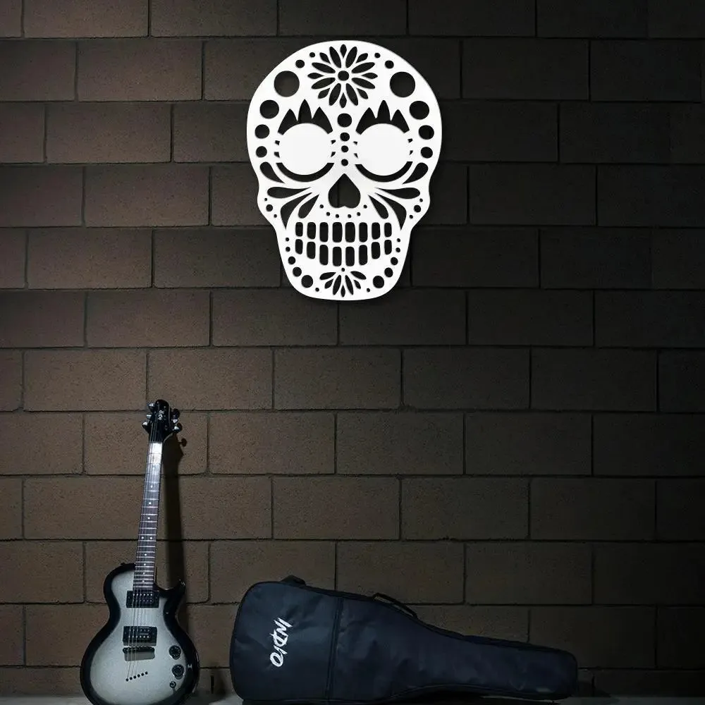 Sugar Skull Design Wooden Wall Hanging, Living Room Wooden Wall Decoration Medium(18 inch X 13 inch)