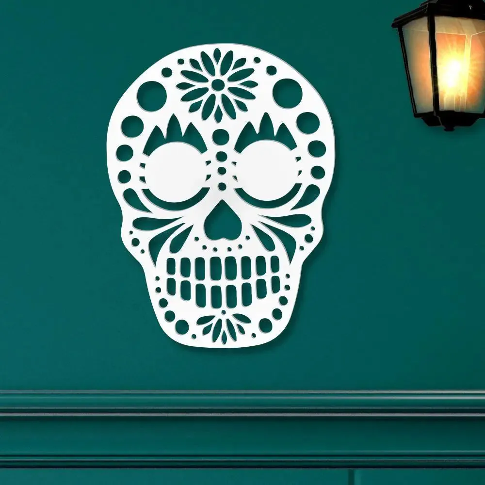 Sugar Skull Design Wooden Wall Hanging, Living Room Wooden Wall Decoration Medium(18 inch X 13 inch)