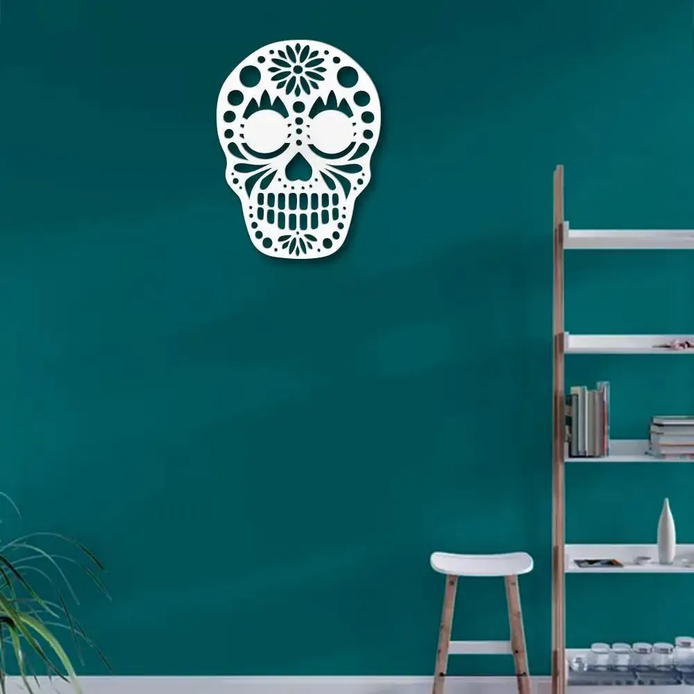 Sugar Skull Design Wooden Wall Hanging, Living Room Wooden Wall Decoration Medium(18 inch X 13 inch)