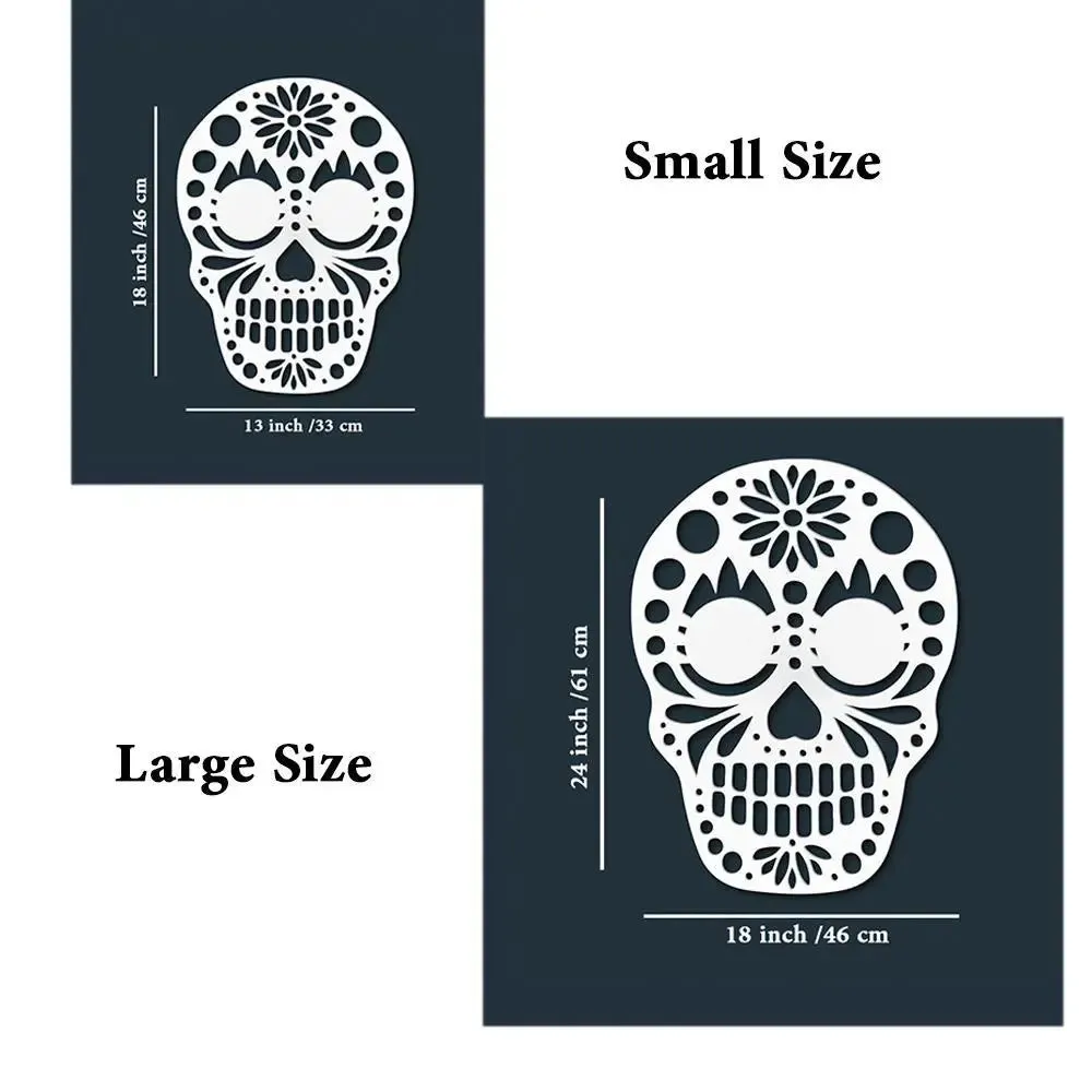 Sugar Skull Design Wooden Wall Hanging, Living Room Wooden Wall Decoration Medium(18 inch X 13 inch)