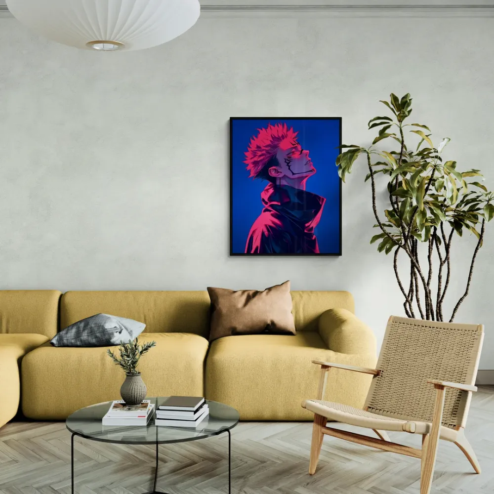 Sukuna Red Jujutsu Kaisen Anime Canvas Wall Painting With Frame