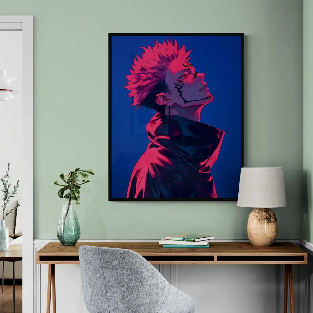 Sukuna Red Jujutsu Kaisen Anime Canvas Wall Painting With Frame