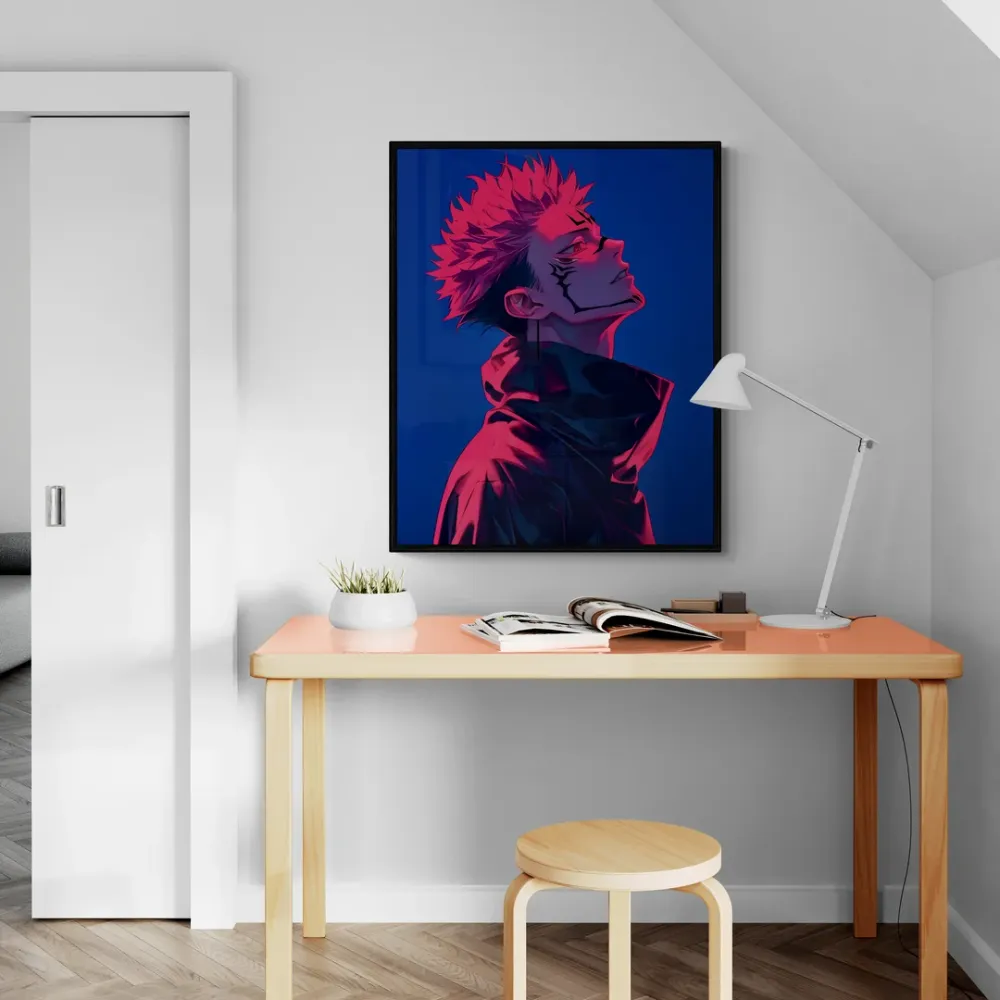 Sukuna Red Jujutsu Kaisen Anime Canvas Wall Painting With Frame