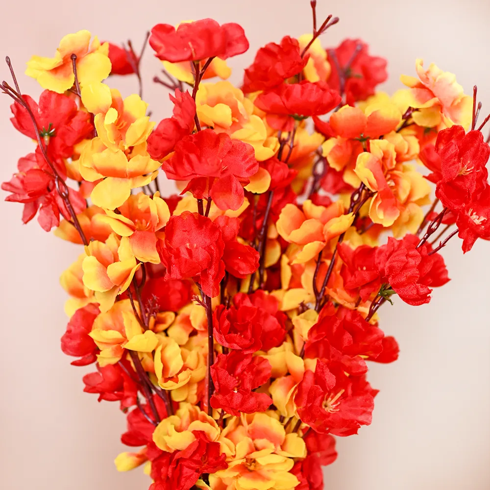Summer Vibes Orange & Red Artificial Orchid Bunch Combo