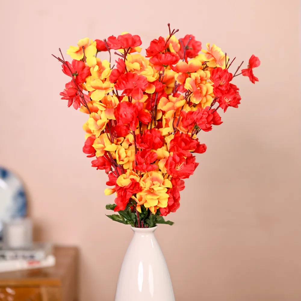 Summer Vibes Orange & Red Artificial Orchid Bunch Combo