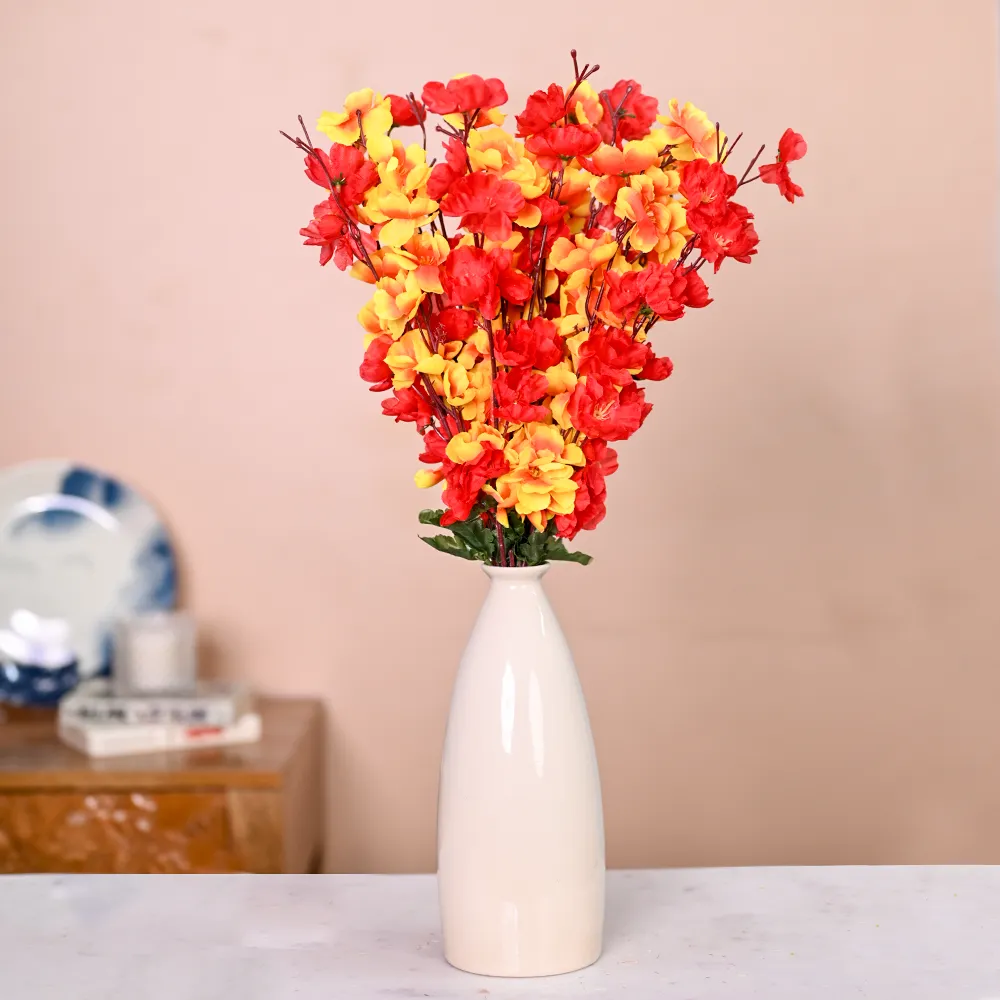 Summer Vibes Orange & Red Artificial Orchid Bunch Combo