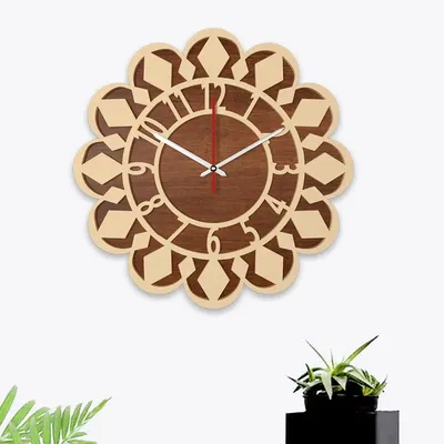 Sun Flower Design Dual Layer Wooden Wall Clock - WallMantra