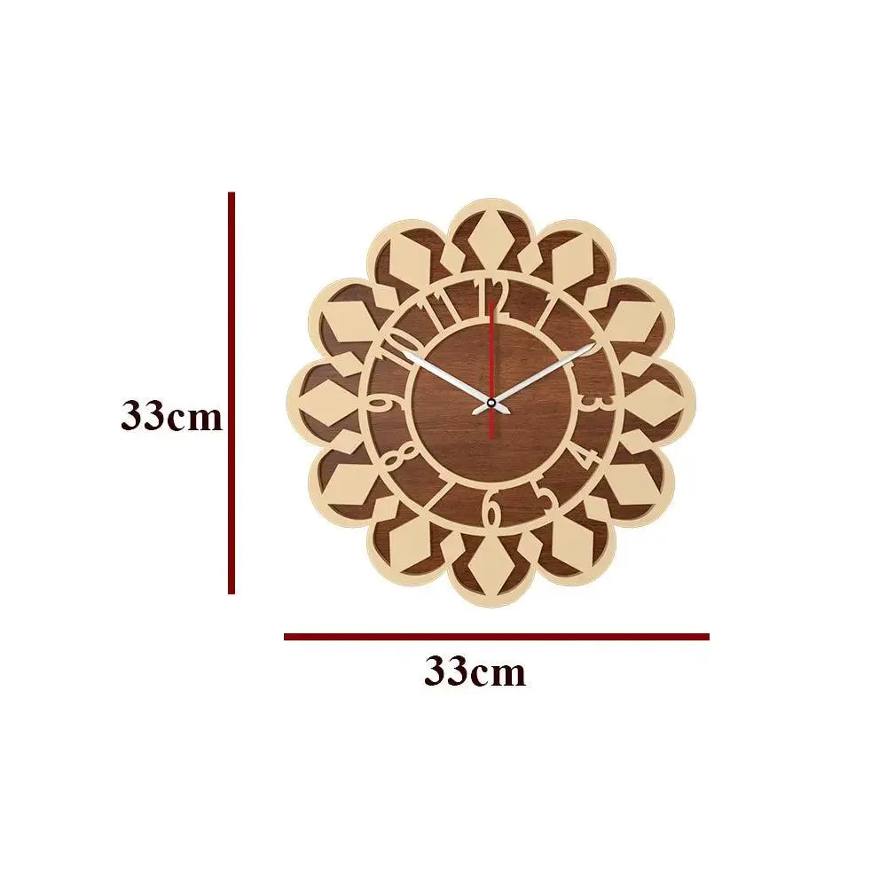 Sun Flower Design Dual Layer Wooden Wall Clock