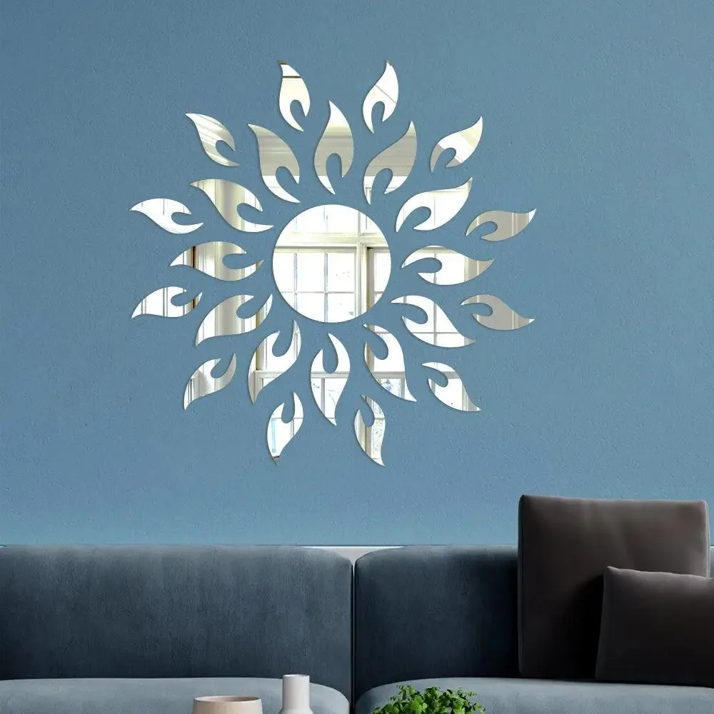 Sun-Shaped Self Adhesive Mirror Sticker for Walls