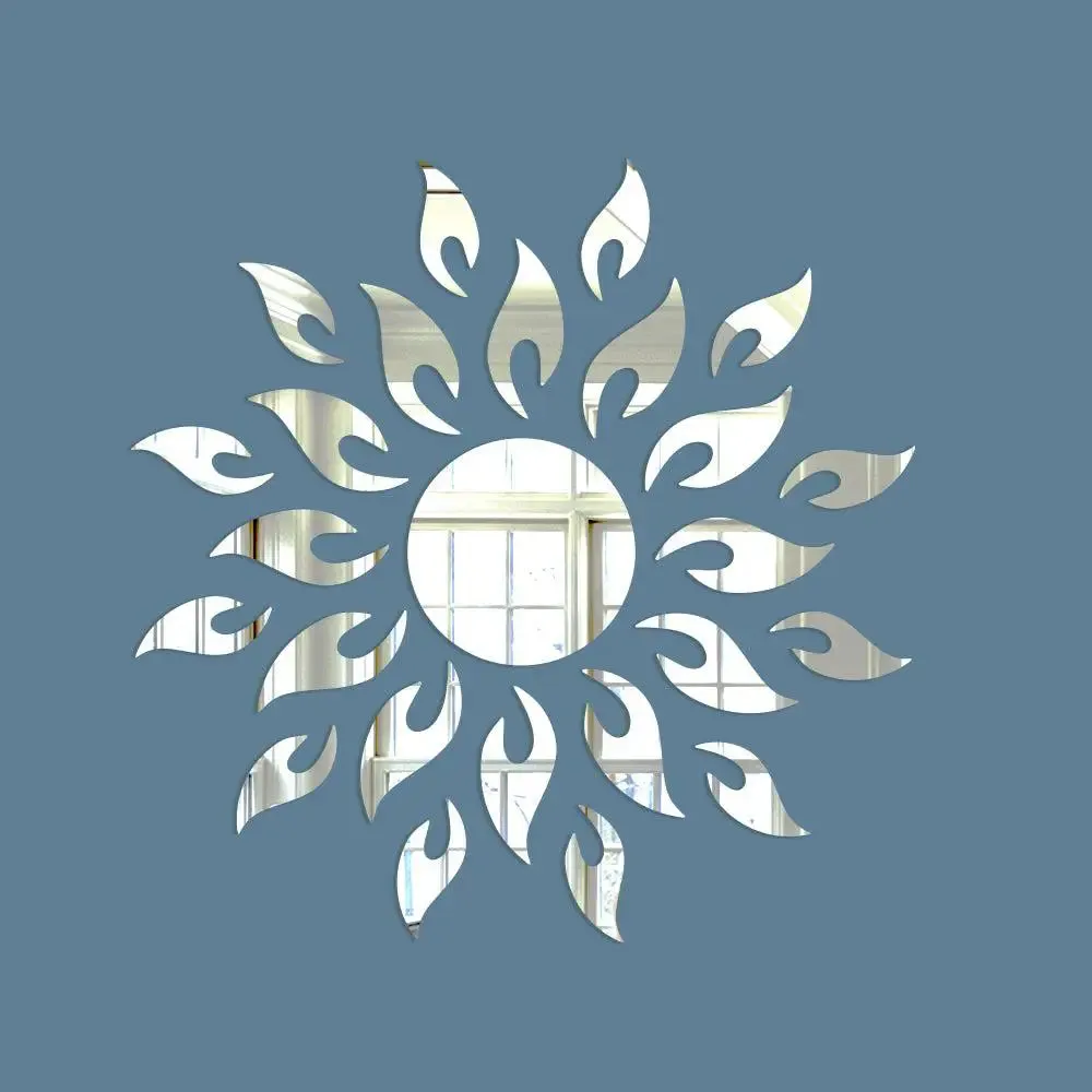 Sun-Shaped Self Adhesive Mirror Sticker for Walls