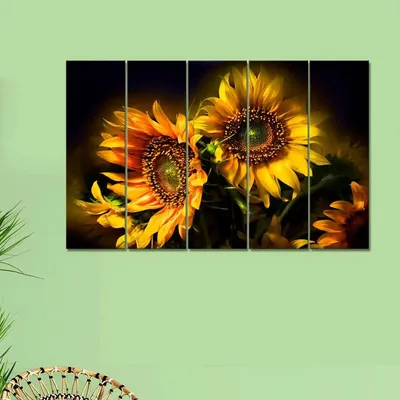Sunflower digital Art 5 Pieces Canvas Print Wall Painting