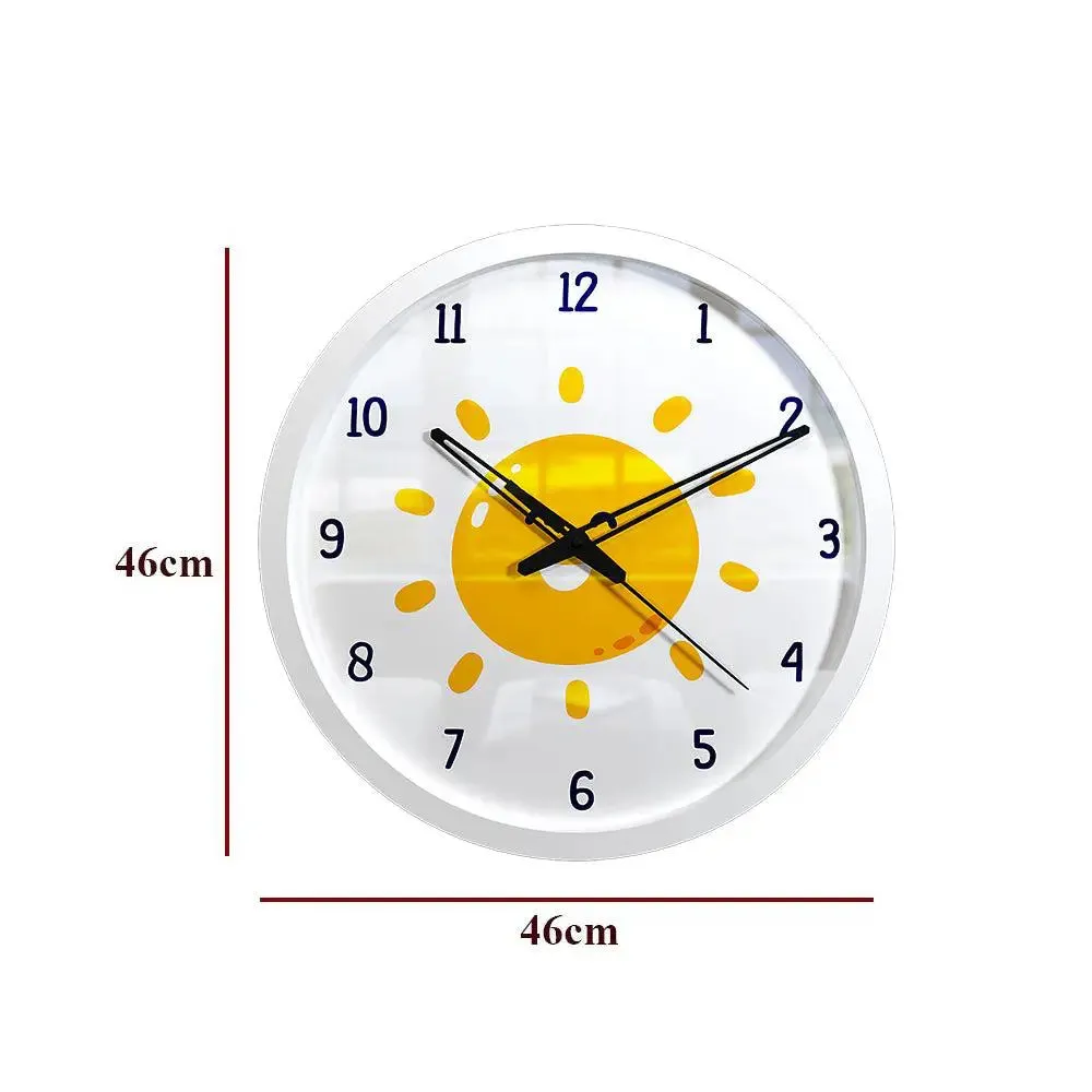 Sunny Day Kids Wall Clock in White Yellow Color