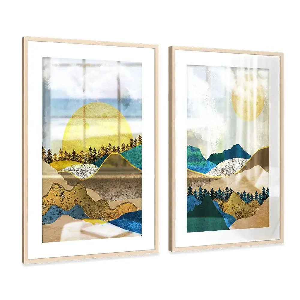 Sunrise Abstract Framed Wall Art Set of 2- Large