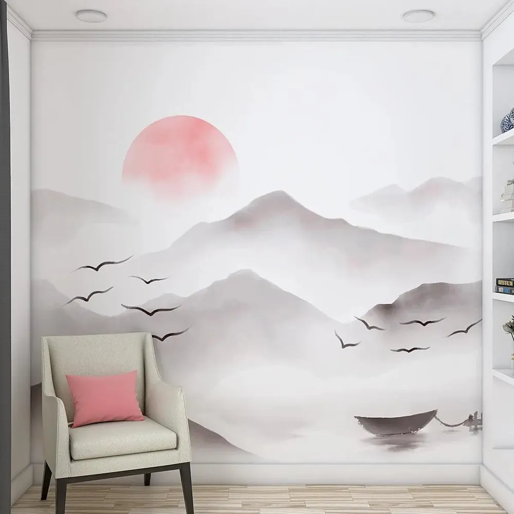 Sunrise Mountain Scenery Self Adhesive Wall Paper