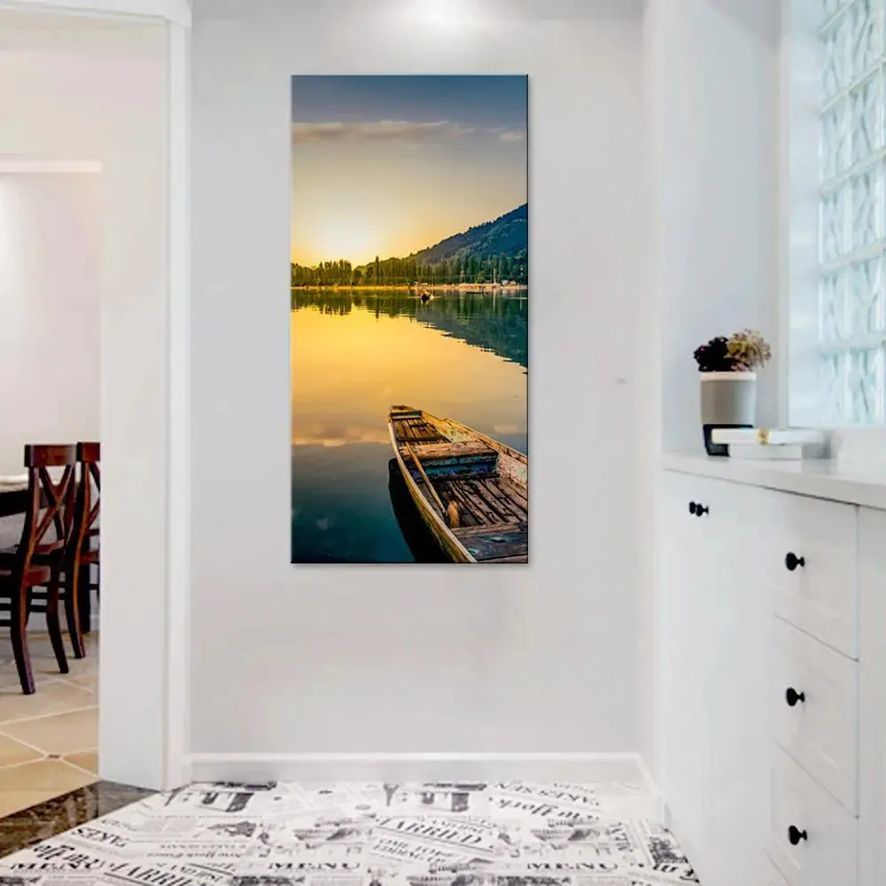 Sunset At Beautiful Lake Canvas Printed Wall Painting With Frame