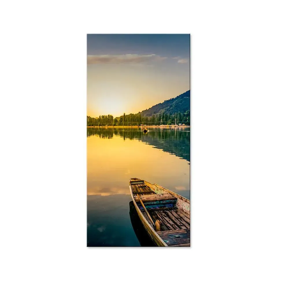 Sunset At Beautiful Lake Canvas Printed Wall Painting With Frame